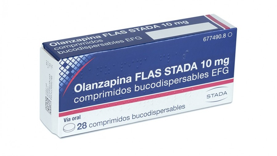 OLANZAPINA FLAS STADA 10 mg COMPRIMIDOS BUCODISPERSABLES EFG, 56 comprimidos fotografía del envase.