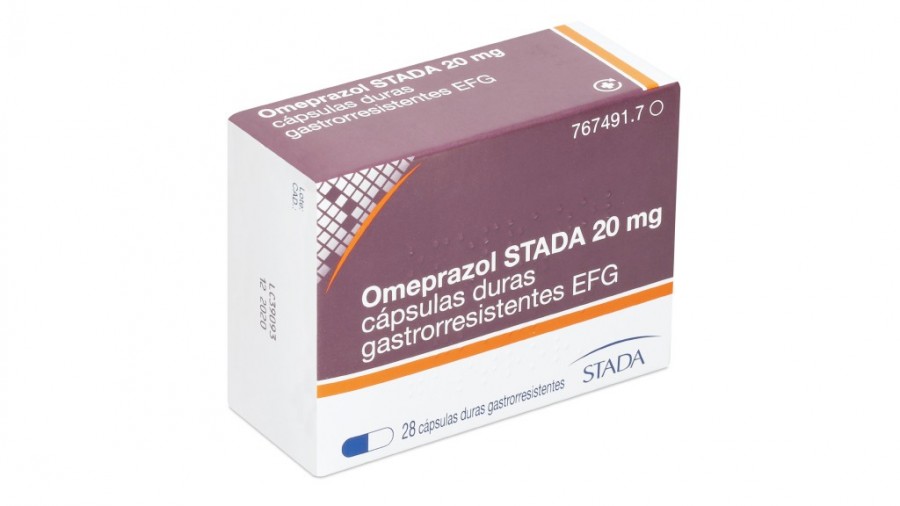 OMEPRAZOL STADA 20 mg CAPSULAS DURAS GASTRORRESISTENTES EFG , 28 cápsulas fotografía del envase.