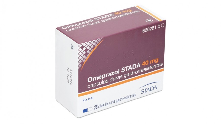 OMEPRAZOL STADA 40 mg CAPSULAS DURAS GASTRORRESISTENTES , 28 cápsulas (FRASCO) fotografía del envase.