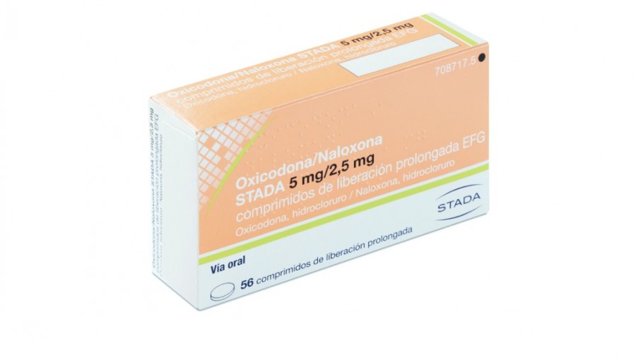 OXICODONA/NALOXONA STADA 5 MG/2,5 MG COMPRIMIDO DE LIBERACION PROLONGADA EFG, 56 comprimidos fotografía del envase.