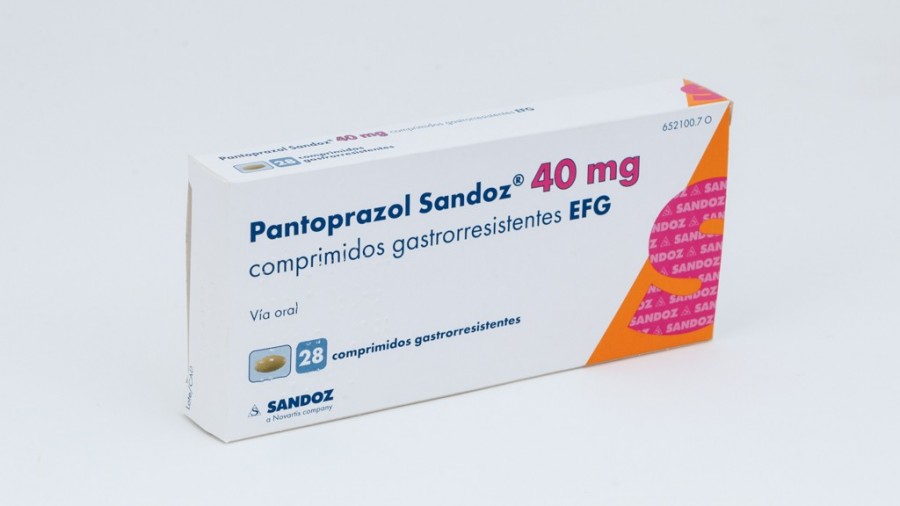 PANTOPRAZOL SANDOZ 40 mg COMPRIMIDOS GASTRORRESISTENTES EFG, 28 comprimidos (frasco) fotografía del envase.