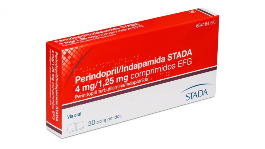 PERINDOPRIL/INDAPAMIDA STADA 4 mg/1,25 mg COMPRIMIDOS  EFG, 30 comprimidos fotografía del envase.