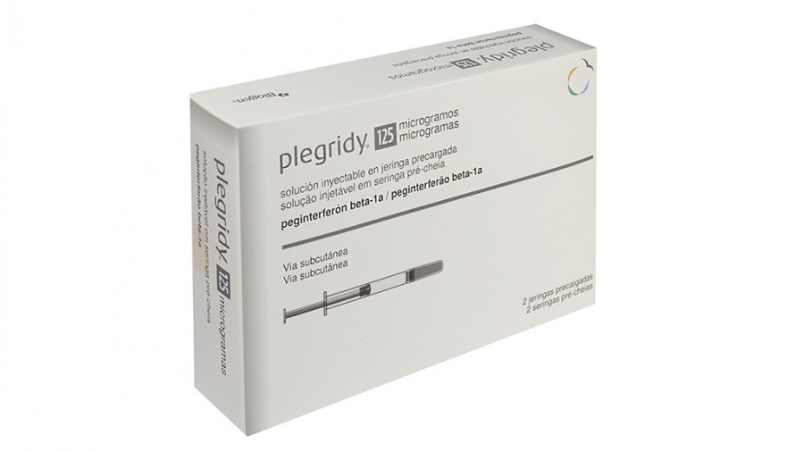 Plegridy 125 microgramos SOLUCION INYECTABLE EN JERINGA PRECARGADA SC, 2 jeringas de 125 mcg/0,5 ml fotografía del envase.