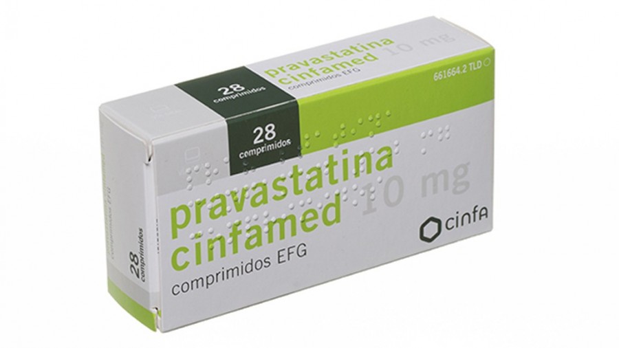 PRAVASTATINA CINFAMED 10 mg COMPRIMIDOS EFG, 28 comprimidos fotografía del envase.