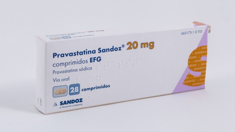 PRAVASTATINA SANDOZ 20 mg COMPRIMIDOS EFG, 28 comprimidos fotografía del envase.