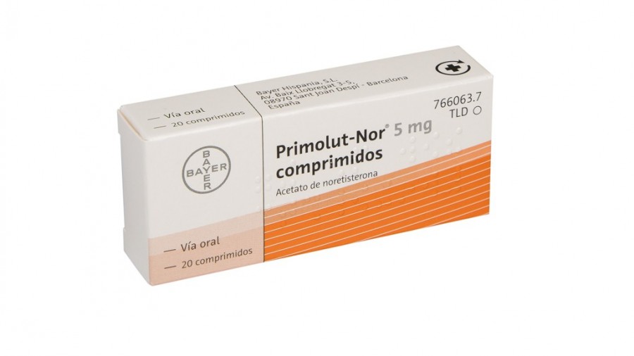 PRIMOLUT-NOR 5 mg COMPRIMIDOS,30 comprimidos fotografía del envase.