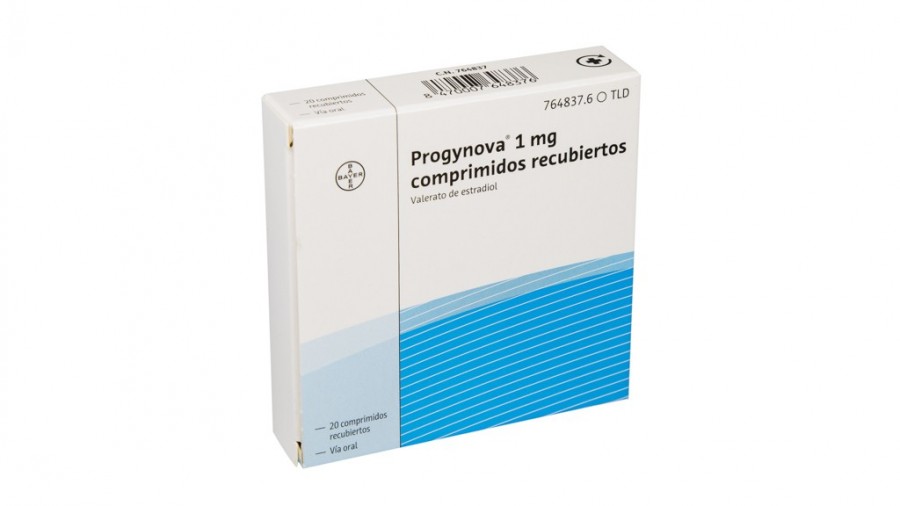 PROGYNOVA 1 mg COMPRIMIDOS RECUBIERTOS , 20 comprimidos fotografía del envase.