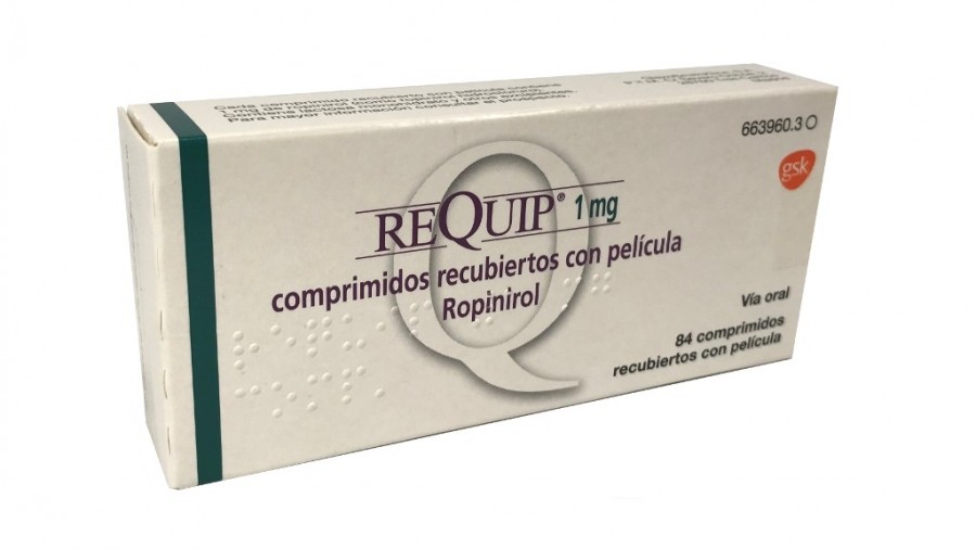 REQUIP 1 mg  COMPRIMIDOS RECUBIERTOS CON PELICULA , 84 comprimidos fotografía del envase.