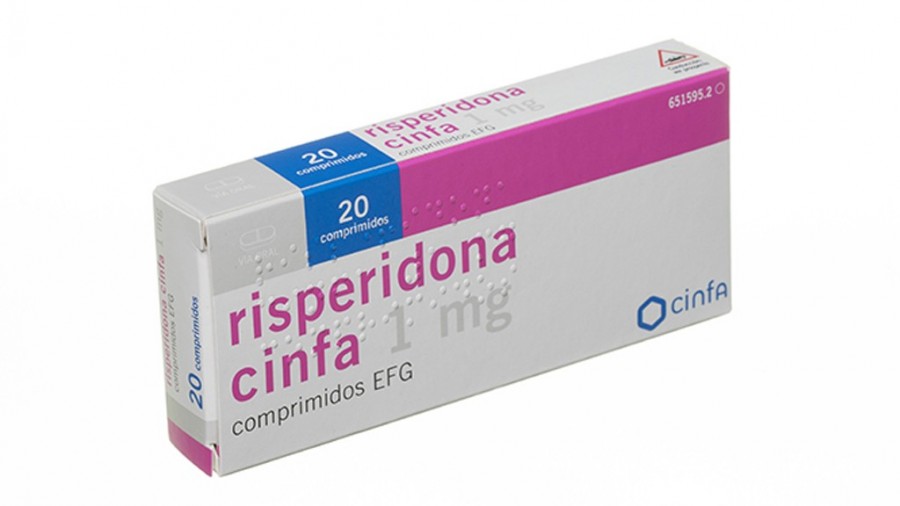 RISPERIDONA CINFA 1 mg COMPRIMIDOS EFG , 20 comprimidos fotografía del envase.