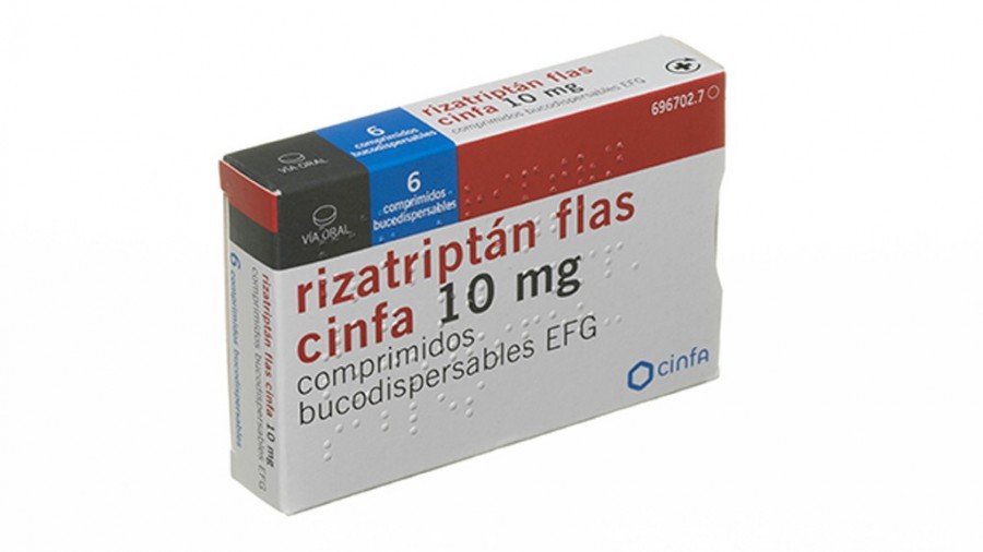 RIZATRIPTAN FLAS CINFA 10 MG COMPRIMIDOS BUCODISPERSABLES EFG, 2 comprimidos fotografía del envase.