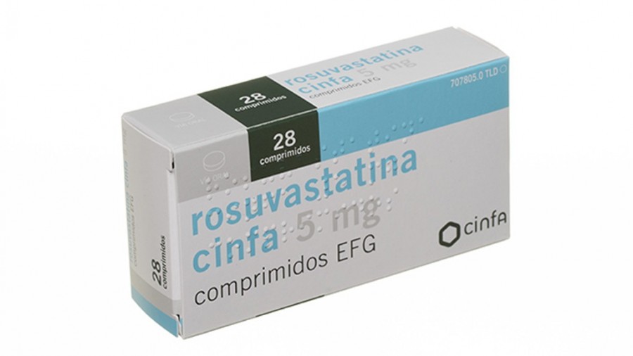 ROSUVASTATINA CINFA 5 MG COMPRIMIDOS RECUBIERTOS CON PELICULA EFG , 28 comprimidos fotografía del envase.