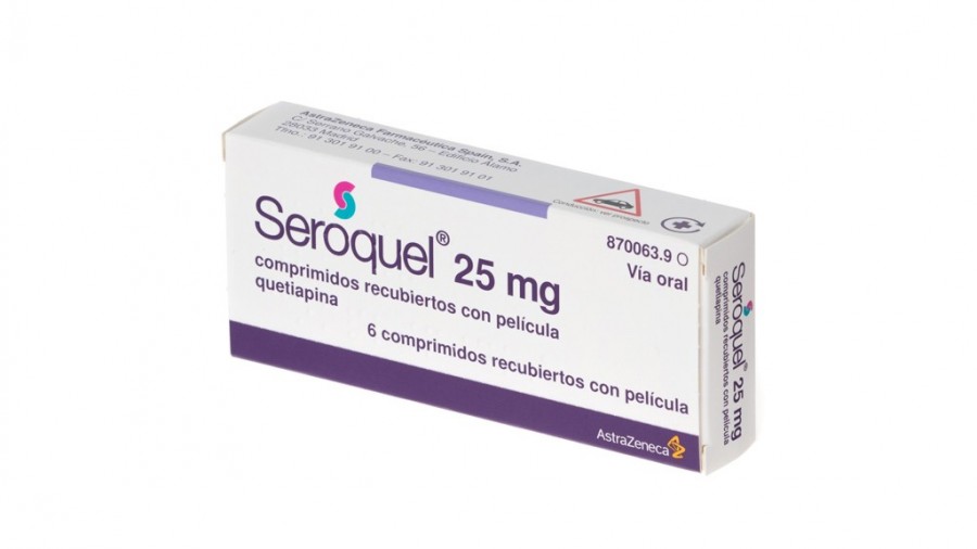 SEROQUEL  25 mg COMPRIMIDOS RECUBIERTOS CON PELICULA , 6 comprimidos fotografía del envase.