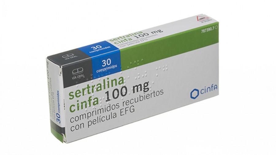 SERTRALINA CINFA 100 mg COMPRIMIDOS RECUBIERTOS CON PELICULA EFG, 30 comprimidos fotografía del envase.
