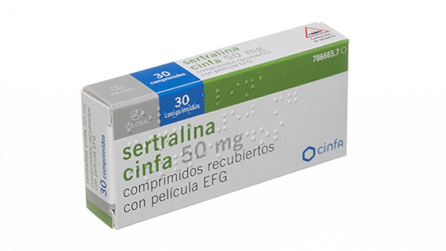 SERTRALINA CINFA  50 mg COMPRIMIDOS RECUBIERTOS CON PELICULA EFG , 30 comprimidos fotografía del envase.