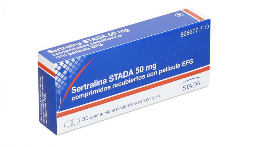 SERTRALINA STADA 50 mg COMPRIMIDOS RECUBIERTOS CON PELICULA EFG,60 comprimidos fotografía del envase.