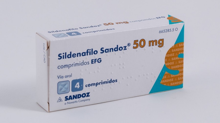 SILDENAFILO SANDOZ 50 mg COMPRIMIDOS EFG,4 comprimidos (PVC/PVDC/AL fotografía del envase.