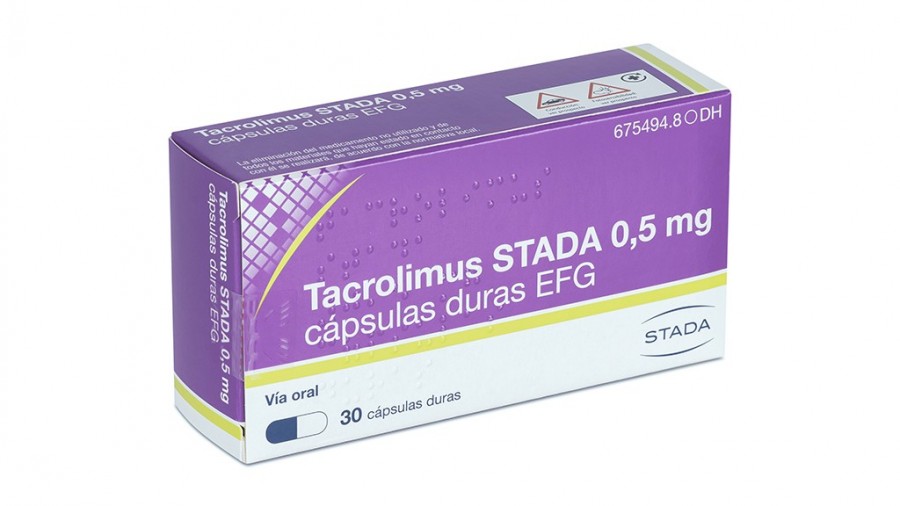 TACROLIMUS STADA 0,5 mg CAPSULAS DURAS EFG, 30 cápsulas fotografía del envase.