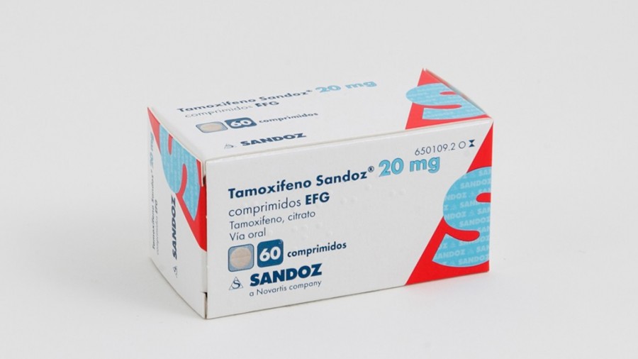 TAMOXIFENO SANDOZ 20 MG COMPRIMIDOS EFG , 30 comprimidos fotografía del envase.