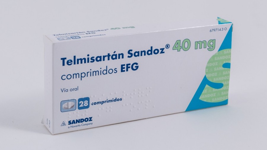 TELMISARTAN SANDOZ 40 mg COMPRIMIDOS EFG , 28 comprimidos fotografía del envase.