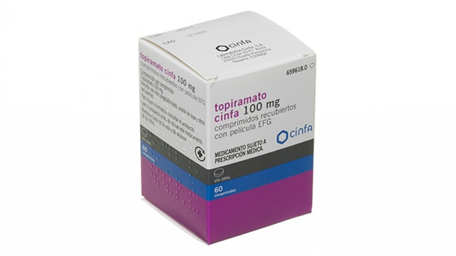 TOPIRAMATO CINFA 100 mg COMPRIMIDOS RECUBIERTOS CON PELICULA EFG, 60 comprimidos (FRASCO) fotografía del envase.