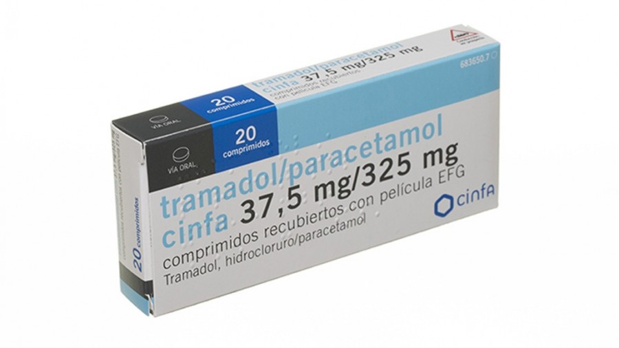 TRAMADOL/PARACETAMOL CINFA 37,5 mg/325 mg COMPRIMIDOS RECUBIERTOS CON PELICULA EFG, 20 comprimidos fotografía del envase.