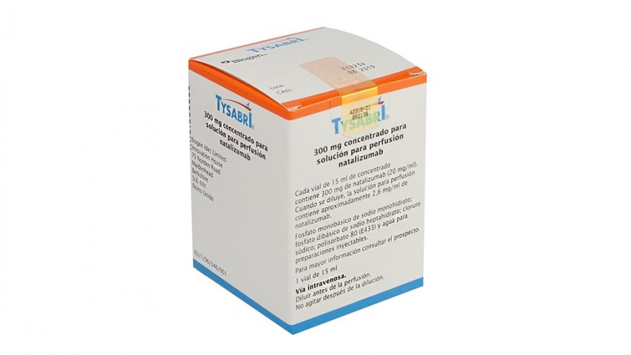 TYSABRI 300 mg CONCENTRADO PARA SOLUCION PARA PERFUSION, 1 vial de 15 ml fotografía del envase.