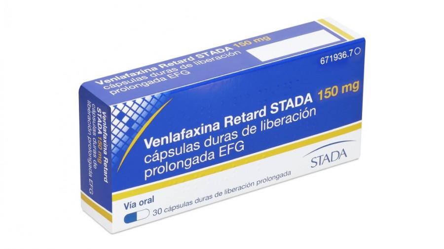 VENLAFAXINA RETARD STADA 150 mg CAPSULAS DURAS DE LIBERACION PROLONGADA EFG, 30 cápsulas fotografía del envase.