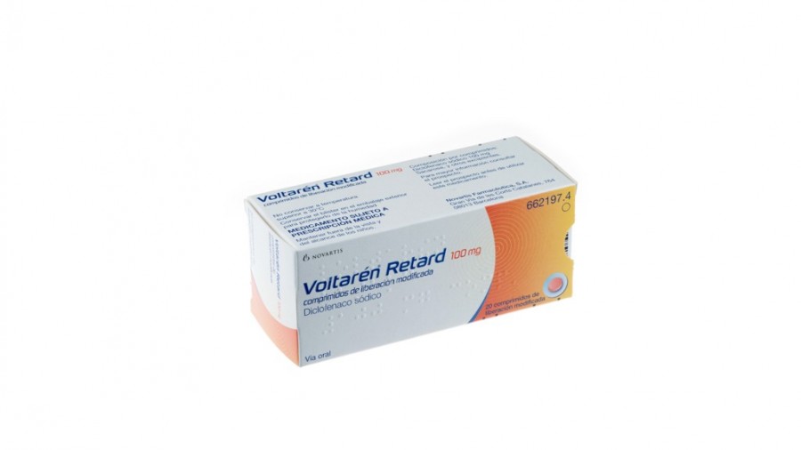 VOLTAREN RETARD 100 mg COMPRIMIDOS DE LIBERACION MODIFICADA , 20 comprimidos fotografía del envase.