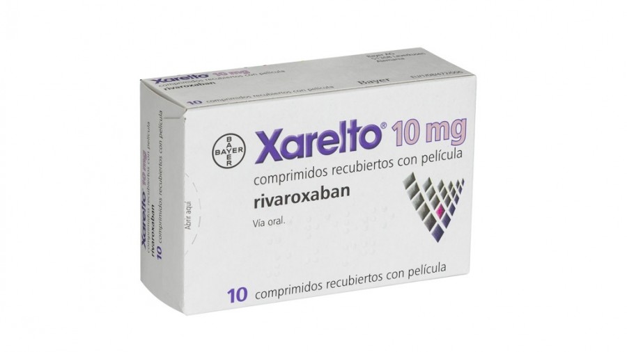 XARELTO 10 mg COMPRIMIDOS RECUBIERTOS CON PELICULA, 10 comprimidos fotografía del envase.