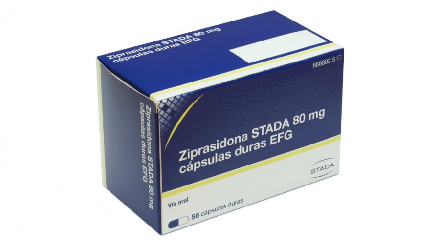 ZIPRASIDONA STADA 80 mg CAPSULAS DURAS EFG, 56 cápsulas fotografía del envase.