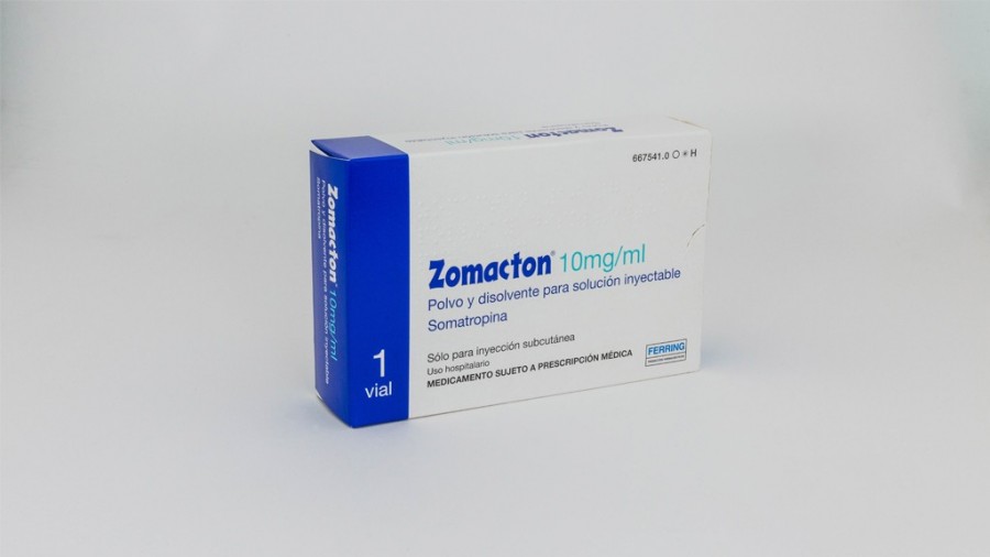 ZOMACTON 10 mg/ ml POLVO Y DISOLVENTE PARA SOLUCION INYECTABLE, 1 vial + 1 jeringa precargada de disolvente fotografía del envase.