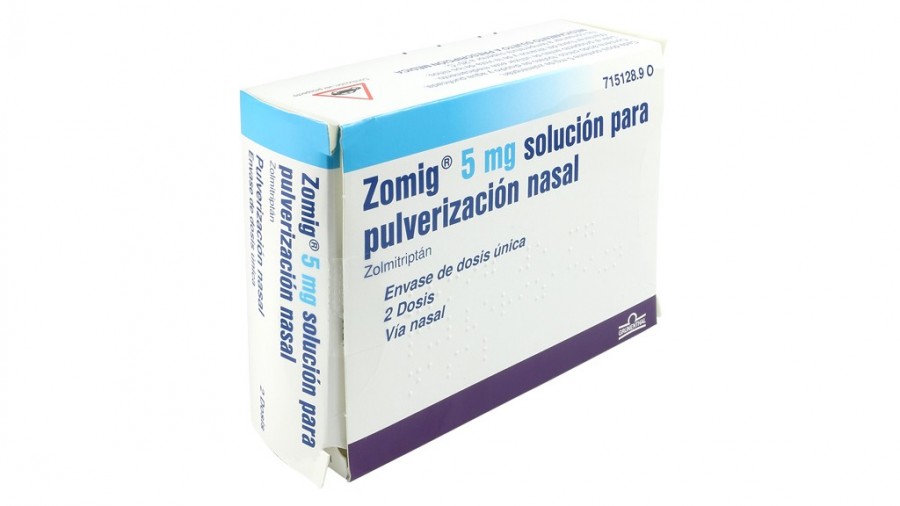 ZOMIG 5 mg SOLUCION PARA PULVERIZACION NASAL , 2 envases pulverizadores unidosis de 0,1 ml fotografía del envase.