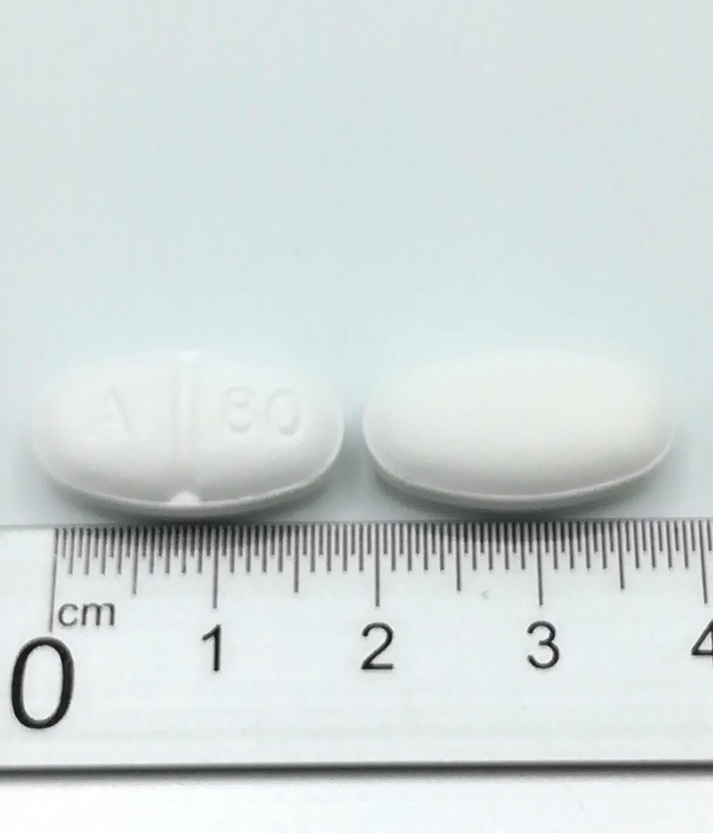 ATORVASTATINA NORMON 80 mg COMPRIMIDOS RECUBIERTOS CON PELICULA EFG , 28 comprimidos fotografía de la forma farmacéutica.