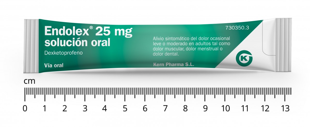 ENDOLEX 25 MG SOLUCIÓN ORAL , 20 sobres de 10 ml fotografía de la forma farmacéutica.
