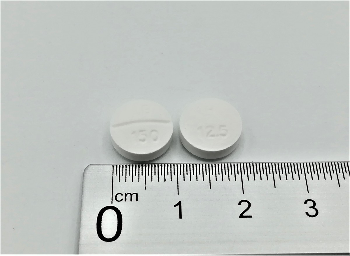 IRBESARTAN/HIDROCLOROTIAZIDA NORMON 150 mg/12,5 mg COMPRIMIDOS EFG, 28 comprimidos fotografía de la forma farmacéutica.