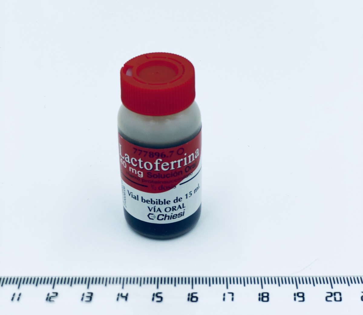 LACTOFERRINA 40 MG SOLUCIÓN ORAL , 20 viales bebibles de 15 ml fotografía de la forma farmacéutica.