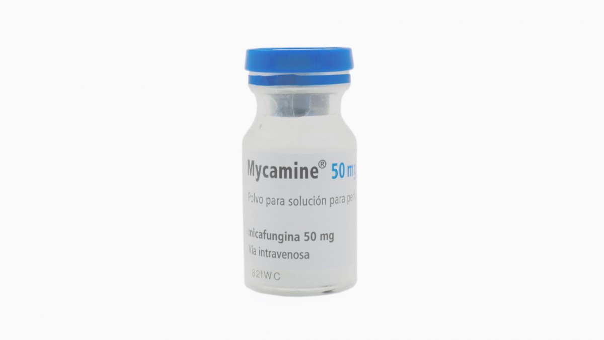 MYCAMINE 50 mg POLVO PARA SOLUCION PARA PERFUSION , 1 vial fotografía de la forma farmacéutica.