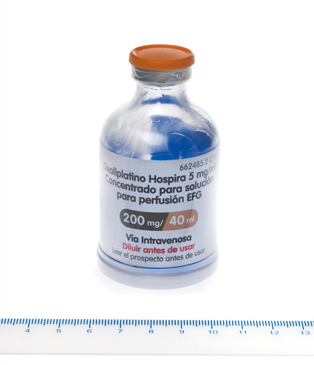 OXALIPLATINO HOSPIRA 5 mg/ml CONCENTRADO PARA SOLUCION PARA PERFUSION EFG , 1 vial de 40 ml fotografía de la forma farmacéutica.