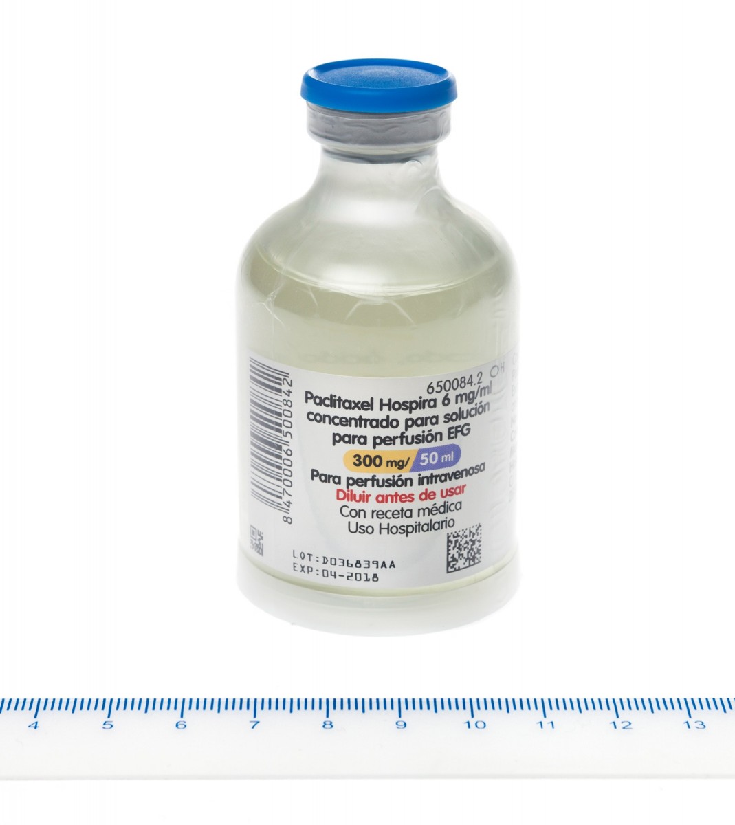 PACLITAXEL HOSPIRA 6 mg/ml CONCENTRADO PARA SOLUCION PARA PERFUSION EFG , 1 vial de 16,7 ml fotografía de la forma farmacéutica.