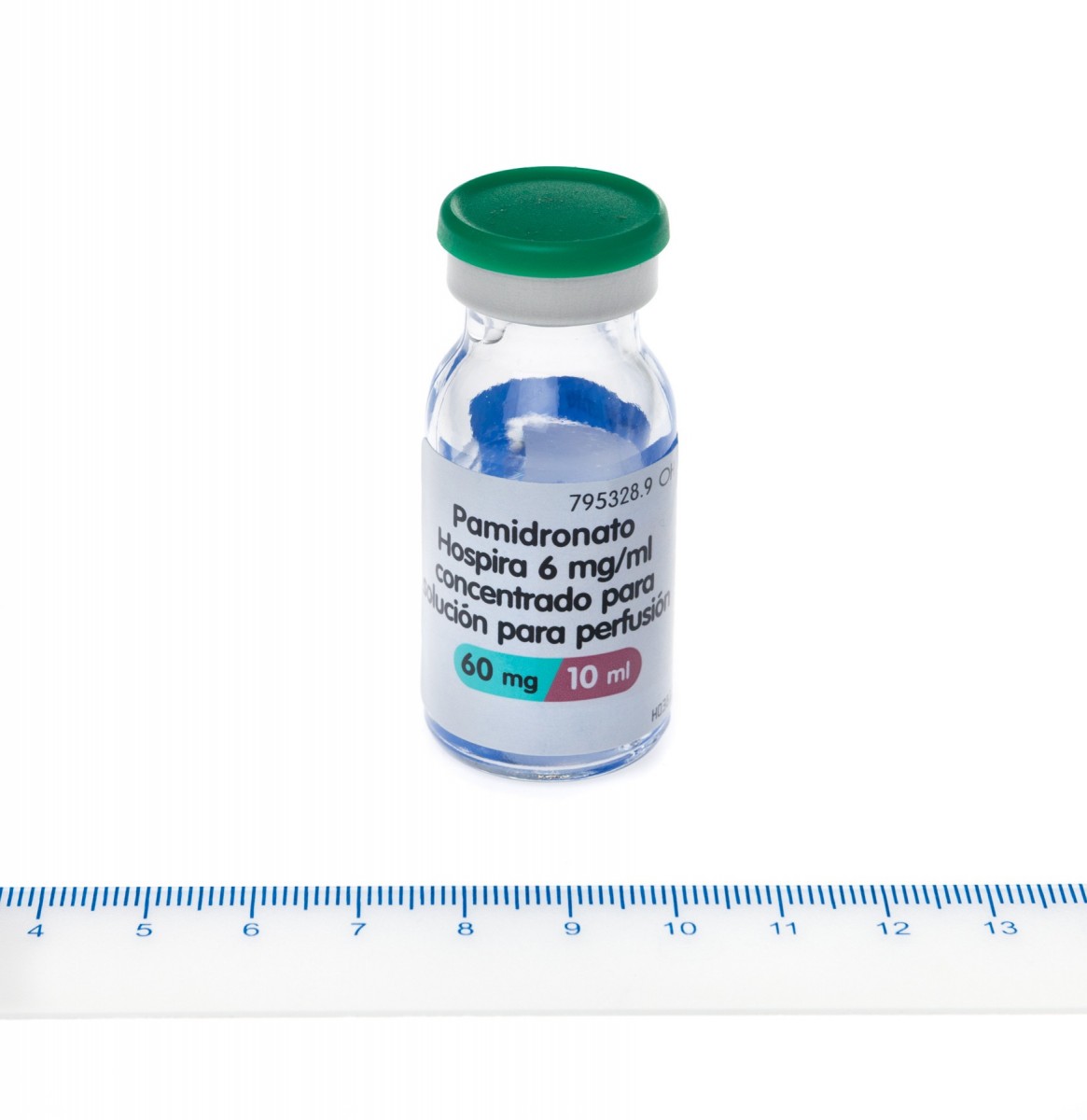PAMIDRONATO HOSPIRA 6 mg/ml CONCENTRADO PARA SOLUCION PARA PERFUSION , 1 vial de 10 ml fotografía de la forma farmacéutica.