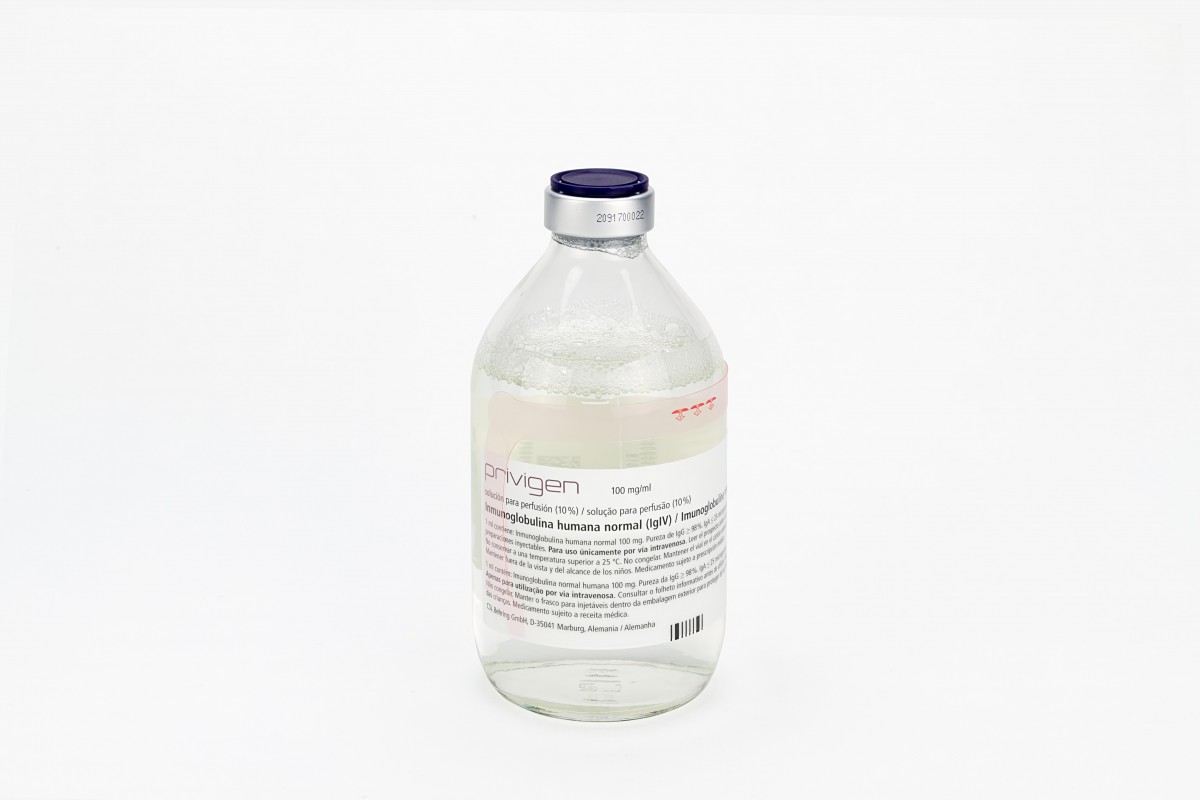 Privigen 100mg/ml solucion para perfusion , 1 vial de 400 ml fotografía de la forma farmacéutica.