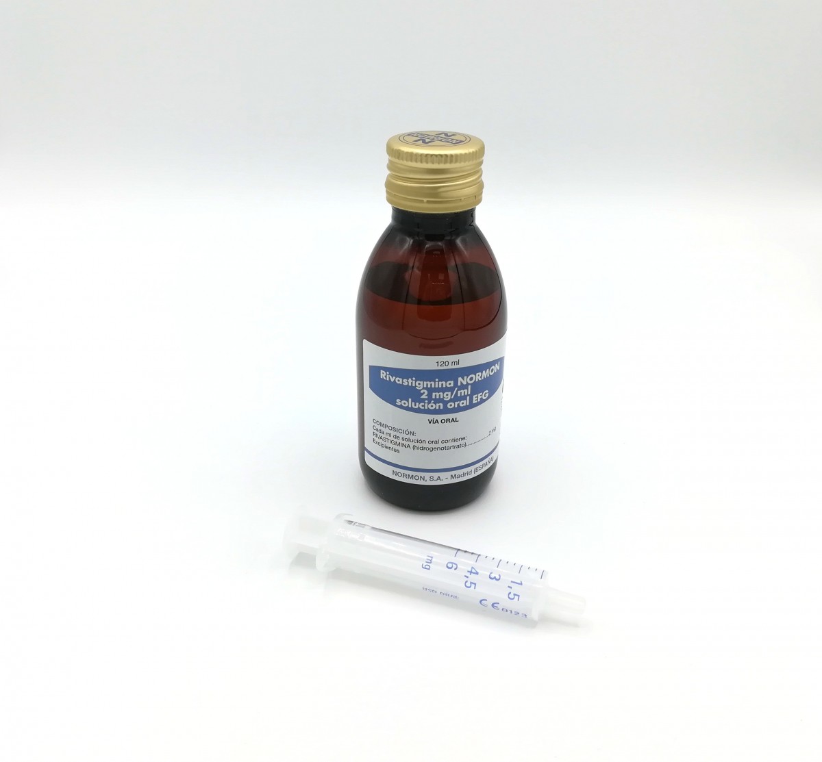 RIVASTIGMINA NORMON 2 mg/ml SOLUCION ORAL EFG, 1 frasco de 120 ml fotografía de la forma farmacéutica.