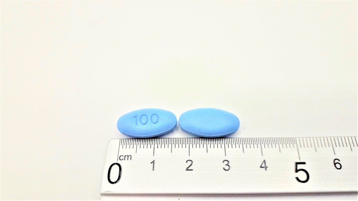 SILDENAFILO NORMON 100 mg COMPRIMIDOS RECUBIERTOS CON PELICULA EFG, 8 comprimidos fotografía de la forma farmacéutica.