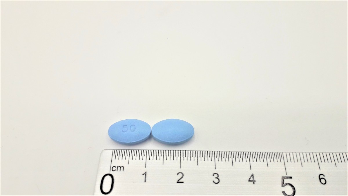 SILDENAFILO NORMON 50 mg COMPRIMIDOS RECUBIERTOS CON PELICULA EFG, 2 comprimidos fotografía de la forma farmacéutica.