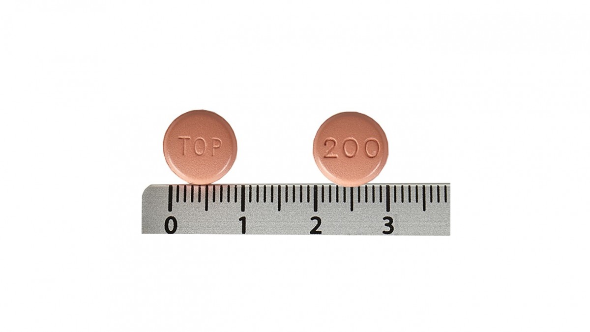 TOPAMAX 200 mg COMPRIMIDOS RECUBIERTOS CON PELICULA , 60 comprimidos fotografía de la forma farmacéutica.