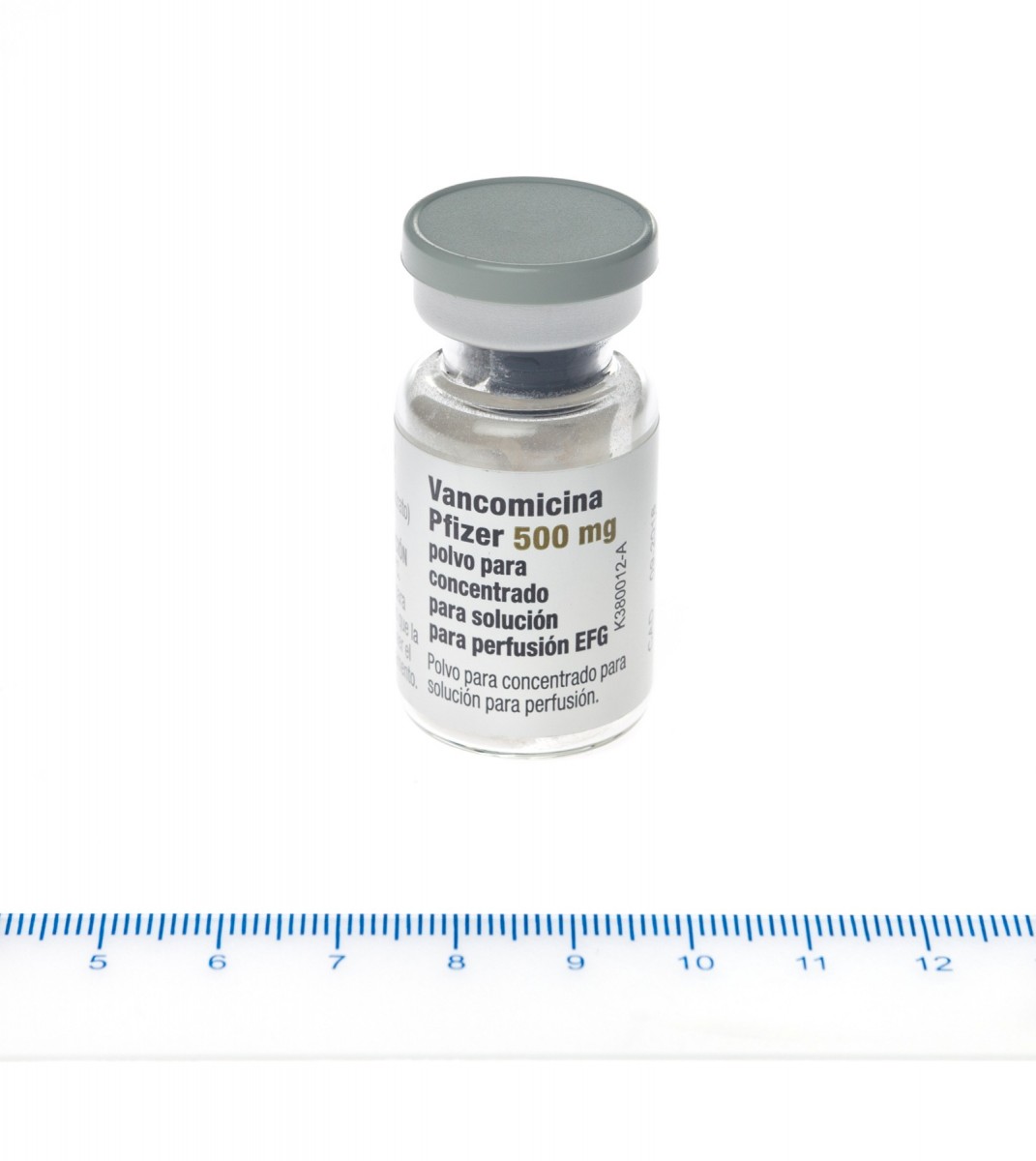 VANCOMICINA PFIZER 500 mg POLVO PARA CONCENTRADO PARA SOLUCION PARA PERFUSION EFG , 1 vial fotografía de la forma farmacéutica.