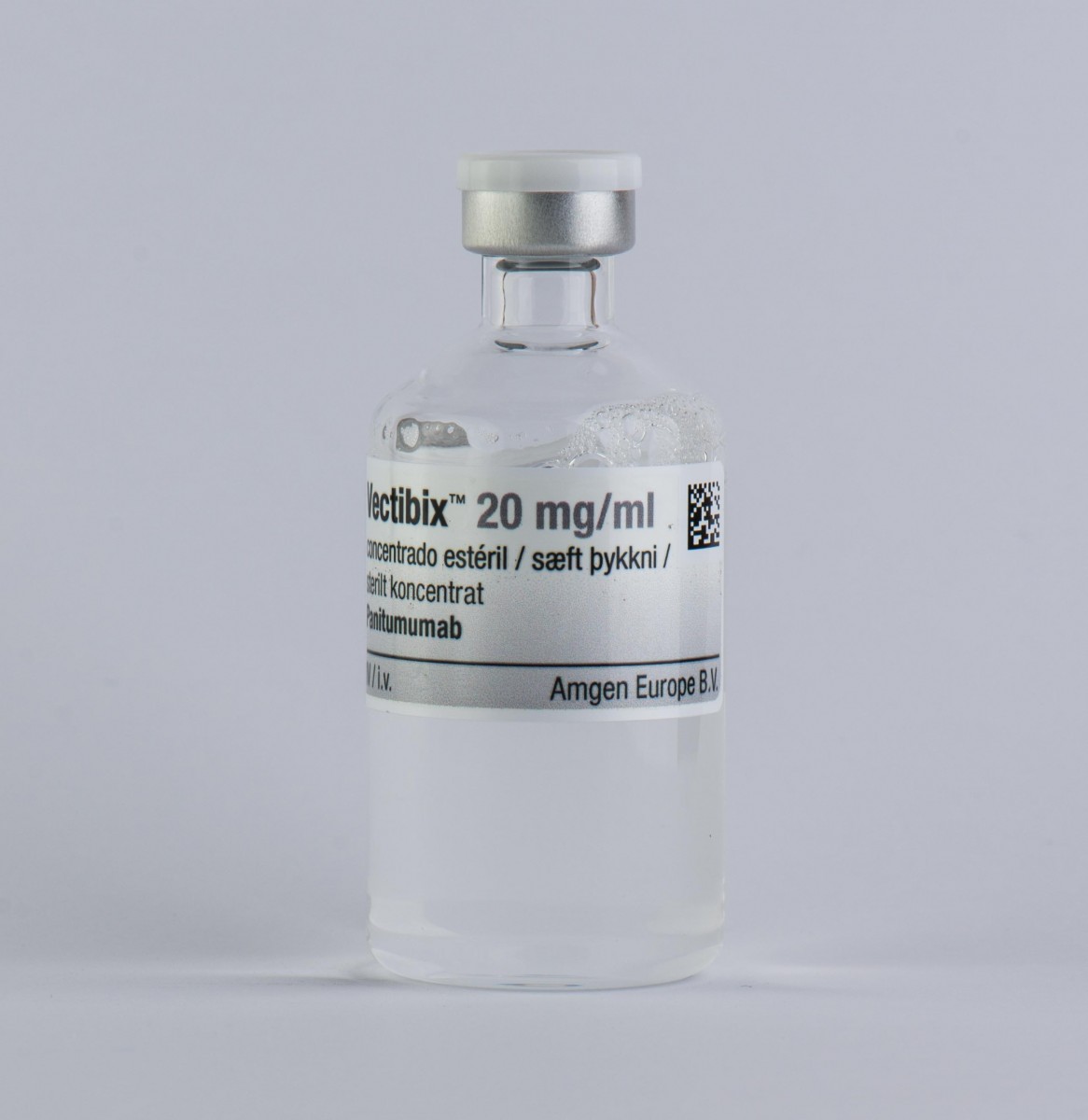 VECTIBIX 20 MG/ML CONCENTRADO PARA SOLUCION PARA PERFUSION, 1 vial de 20 ml fotografía de la forma farmacéutica.