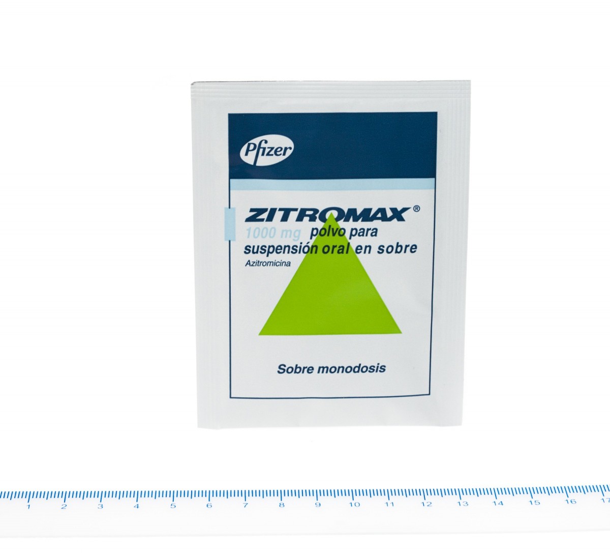 ZITROMAX 1000 mg POLVO PARA SUSPENSION ORAL EN SOBRE, 1 sobre fotografía de la forma farmacéutica.
