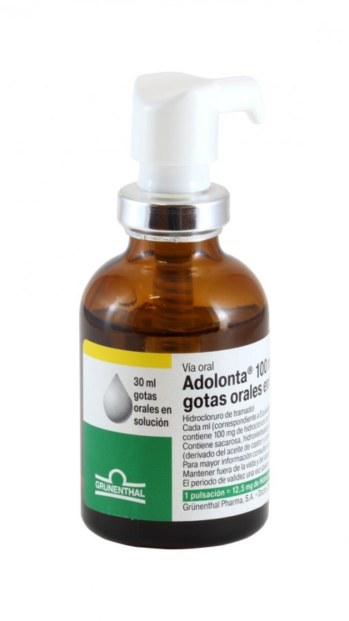 ADOLONTA 100 mg/ ml SOLUCION ORAL , 1 frasco de 30 ml fotografía de la forma farmacéutica.