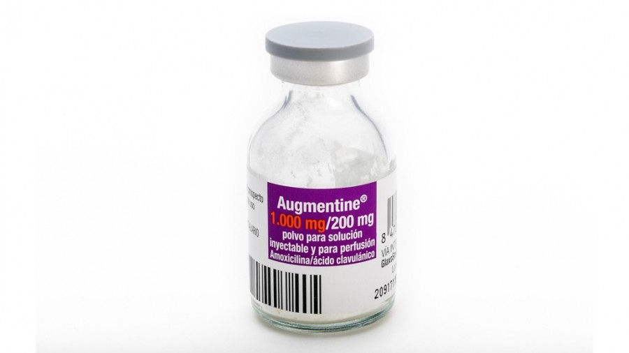 AUGMENTINE 1.000 mg/200 mg POLVO PARA SOLUCION  INYECTABLE Y PARA PERFUSION, 10 viales fotografía de la forma farmacéutica.